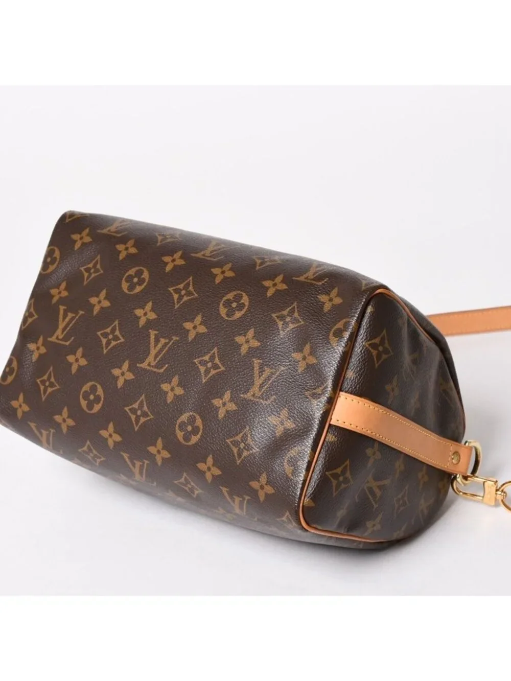 Louis Vuitton Speedy 25 Handbag Monogram Leather Brown Gold